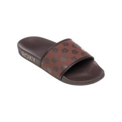 Sandały dla Kobiety SLIPPY IV. Brązowe sandały damskie Roxy, bez wzorów, z gumy, bez obcasa. Za 99.99 zł.