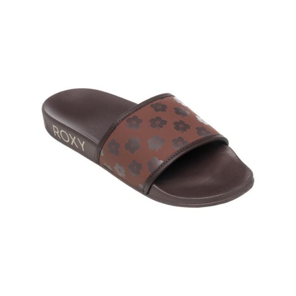 Sandały dla Kobiety SLIPPY IV. Brązowe sandały damskie Roxy, bez wzorów, z gumy, bez obcasa. Za 99.99 zł.