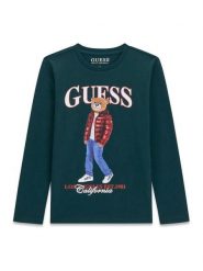 Guess Bluzka L6BI11 K5732 Zielony Regular Fit. Zielone t-shirty chłopięce Guess, z aplikacjami, z bawełny, bez ramiączek. Za 114.99 zł.