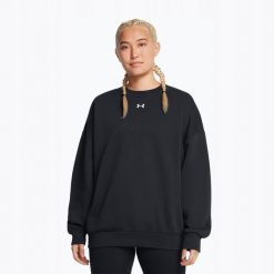 Bluza Damska Sportowa Under Armour Rival Fleece OS Crew. Czarne bluzy sportowe damskie Under Armour, bez wzorów, bez ramiączek, bez kaptura. Za 118.99 zł.