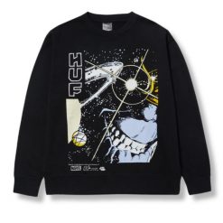 Bluza turystyczna męska HUF x Marvel Avengers. Czarne bluzy bez kaptura męskie HUF, m, z bawełny. Za 291.00 zł.