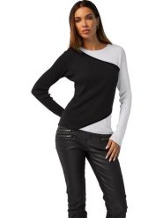 Heine Sweter w kolorze czarno-białym rozmiar: 50. Czarne swetry klasyczne damskie Heine, prążkowane, bez kołnierzyka. Za 86.99 zł.