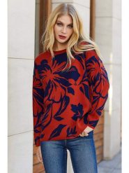 Milan Kiss Sweter w kolorze czerwonym ze wzorem rozmiar: L. Czerwone swetry klasyczne damskie Milan Kiss, l, z bawełny, bez kołnierzyka. Za 118.56 zł.