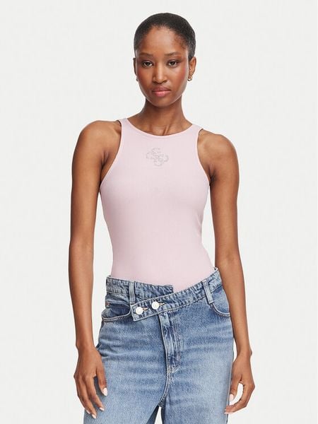 Guess Top W6RP39 KD092 Różowy Regular Fit. Czerwone topy damskie Guess, xxs, z aplikacjami, z syntetyku, bez ramiączek. Za 174.99 zł.