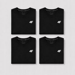 KOMPLET KOSZULEK MĘSKICH 4F ZESTAW 4PAK T-SHIRT XXL TTSHM3341 CZARNY. Czarne t-shirty męskie 4f, m, bez wzorów, z bawełny, bez kołnierzyka. Za 199.96 zł.