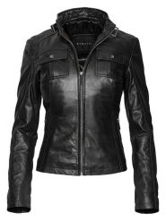 Bugatti Skórzana kurtka w kolorze czarnym rozmiar: 38. Czarne kurtki damskie Bugatti, bez wzorów, z materiału, bez kaptura. Za 739.99 zł.