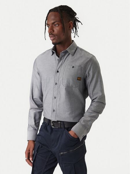 G-Star Raw Koszula Bristum 2.0 D23553 E071 Szary Slim Fit. Szare koszule męskie G-Star Raw, m, bez wzorów, z bawełny, bez kołnierzyka, bez ramiączek. Za 349.99 zł.