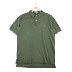 Second life - Męska koszulka polo z krótkim rękawem Khaki - Stan dobry. Zielone koszulki polo męskie Ralph Lauren, m, bez wzorów, bez ramiączek. Za 106.46 zł.
