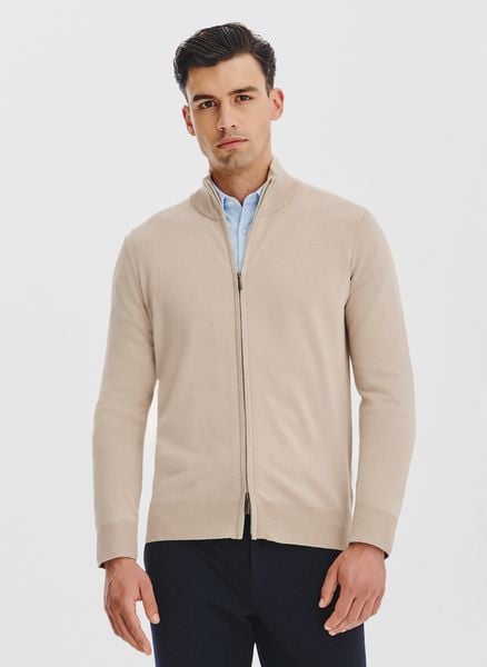 PAKO LORENTE - Beżowy rozpinany sweter męski. Brązowe kardigany męskie Pako Lorente, na jesień, m, bez wzorów, z poliamidu, bez kołnierzyka. Za 149.99 zł.