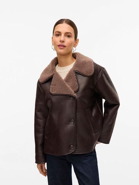 Vero Moda Kurtka "VMMIRANDA" w kolorze brązowym ze skóry syntetycznej rozmiar: XL. Brązowe kurtki damskie Vero Moda, xl, bez wzorów, ze skóry, bez kaptura. Za 132.98 zł.