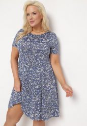 Niebieska Sukienka Mini w Drobne Kwiatki z Elastycznej Wiskozy Megarra. Niebieskie sukienki damskie Born2be, m, bez wzorów, z wiskozy, bez kołnierzyka, bez ramiączek, mini. W wyprzedaży za 55.24 zł.