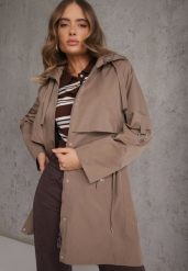 Ciemnobeżowa Kurtka Przejściowa Typu Parka z Odpinanym Kapturem Ozdobiona Sznurkami Fallaiah. Brązowe parki damskie Renee, l, bez wzorów. Za 189.99 zł.