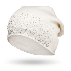 Czapka z kryształkami biała Peterson PTN HAT-01. Białe czapki zimowe damskie Peterson. Za 50.00 zł.