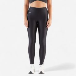 Legginsy do biegania damskie Kiprun Run 100. Czarne legginsy damskie KALENJI, s, bez wzorów, z elastanu. Za 59.99 zł.