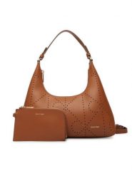 Calvin Klein Torebka Emblem Aop Perfor Lthr Bag LV04F3367G Brązowy. Brązowe torebki klasyczne damskie CALVIN KLEIN, bez wzorów, ze skóry, bez dodatków. Za 899.99 zł.
