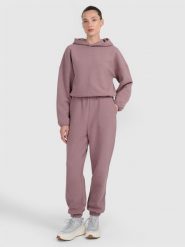 4F Spodnie dresowe z waflowej dzianiny damskie - brązowe XS. Brązowe spodnie dresowe damskie 4f, xs, bez wzorów, z dresówki. Za 169.99 zł.