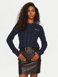 Guess Jeans Sweter W4BR13 Z3HN2 Granatowy Regular Fit. Niebieskie swetry klasyczne damskie Guess Jeans, xxl, z jeansu, bez kołnierzyka. Za 369.99 zł.