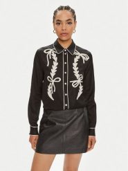 Pinko Koszula Chips Camicia 103474 A1XM Czarny Regular Fit. Czarne koszule damskie Pinko, bez wzorów, z bawełny, bez kołnierzyka, bez ramiączek. Za 739.99 zł.