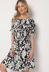 Czarna Bawełniana Sukienka w Ornamentalne Rośliny z Wiązaniem Przy Rękawach Tosvena. Czarne sukienki damskie Born2be, na co dzień, l, bez wzorów, z bawełny, eleganckie, bez kołnierzyka, bez ramiączek, midi. Za 59.99 zł.
