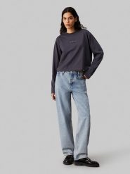 CALVIN KLEIN JEANS Koszulka w kolorze antracytowym rozmiar: XS. Czarne bluzki damskie Calvin Klein Jeans, xs, bez wzorów, z bawełny, bez kołnierzyka, bez ramiączek. Za 96.60 zł.