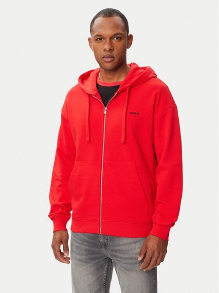 HUGO Bluza Dapozip 50548651 Czerwony Relaxed Fit. Czerwone bluzy bez kaptura męskie Hugo, m, z bawełny. Za 599.99 zł.