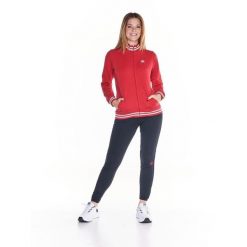 Bluza z bawełna z kaptur na co dzień na siłownię. Czerwone bluzy sportowe damskie LEONE 1947 APPAREL, z bawełny. W wyprzedaży za 179.45 zł.