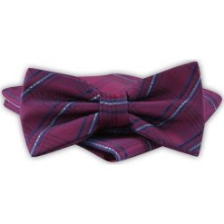 Mucha Męska z Poszetką - Alties - Ciemno Malinowa w Kratę. Czerwone krawaty i muchy męskie Alties, bez wzorów, eleganckie. Za 54.00 zł.