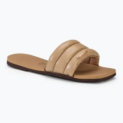 Klapki damskie Havaianas You Milan. Brązowe klapki damskie Havaianas, bez wzorów, z materiału, bez obcasa. Za 119.99 zł.