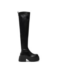 Buffalo Kozaki Vicious Stretch Overknee 1223076 Czarny. Czarne kozaki damskie Buffalo, ze skóry, bez obcasa, na słupku. Za 749.99 zł.