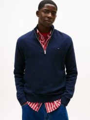 Tommy Jeans sweter z dzianiny Mężczyźni Bawełna niebieski, L. Niebieskie swetry męskie Tommy Jeans, l, bez wzorów, z bawełny, bez kołnierzyka. Za 409.95 zł.