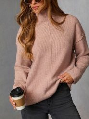 Milan Kiss Sweter w kolorze jasnoróżowym rozmiar: L. Różowe golfy damskie Milan Kiss, l, bez wzorów, bez ramiączek. Za 177.95 zł.