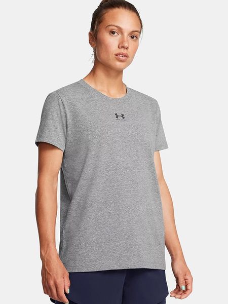 Under Armour Koszulka sportowa w kolorze szarym rozmiar: L. Szare bluzki sportowe damskie Under Armour, l, z materiału, bez kołnierzyka, bez ramiączek. Za 89.95 zł.