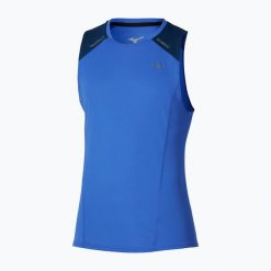 Koszulka do biegania męska Mizuno Active DryAeroFlow Tank Top. Niebieskie t-shirty sportowe męskie Mizuno, l, z materiału, bez ramiączek, do biegania. Za 209.99 zł.