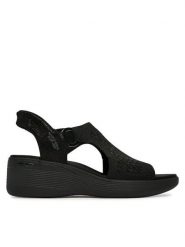 Skechers Sandały Martha Stewart: Pier-Lite - Park Path 188001/BBK Czarny. Czarne sandały damskie Skechers, bez wzorów, z materiału, bez obcasa, na koturnie. Za 359.99 zł.