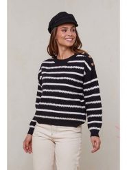 Soft Cashmere Sweter w kolorze czarno-białym rozmiar: 38/40. Czarne swetry klasyczne damskie Soft Cashmere, z kaszmiru, bez kołnierzyka. Za 195.31 zł.
