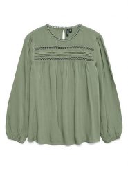 Vero Moda Bluzka w kolorze zielonym rozmiar: M. Zielone bluzki damskie Vero Moda, m, bez wzorów, z wiskozy, klasyczne, bez kołnierzyka, bez ramiączek. Za 105.63 zł.