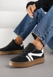 Czarne Sneakersy Tenisówki Ozdobione Geometrycznym Wzorem Shie. Czarne trampki i tenisówki damskie Renee, bez wzorów, z jeansu. Za 99.99 zł.