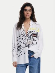 Desigual Koszula Persefone 25SWCW41 Biały Loose Fit. Białe koszule damskie Desigual, m, bez wzorów, z wiskozy, bez kołnierzyka, bez ramiączek. Za 199.99 zł.