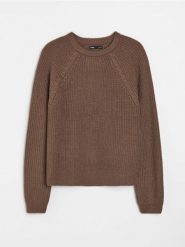 Sweter chunky z raglanowymi rękawami - brązowy. Brązowe swetry klasyczne damskie Sinsay, l, bez kołnierzyka. Za 39.99 zł.