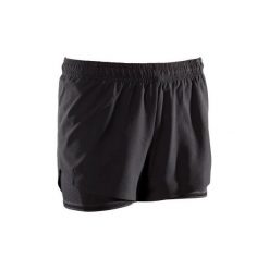 Spodenki trening crossowy 500 damskie. Czarne szorty damskie DOMYOS, bez wzorów, z elastanu. Za 59.99 zł.