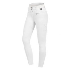 Spodnie jeździeckie mid grip damskie ELT Maja. Białe spodnie materiałowe damskie ELT, bez wzorów, z elastanu, z podwyższonym stanem. Za 394.50 zł.