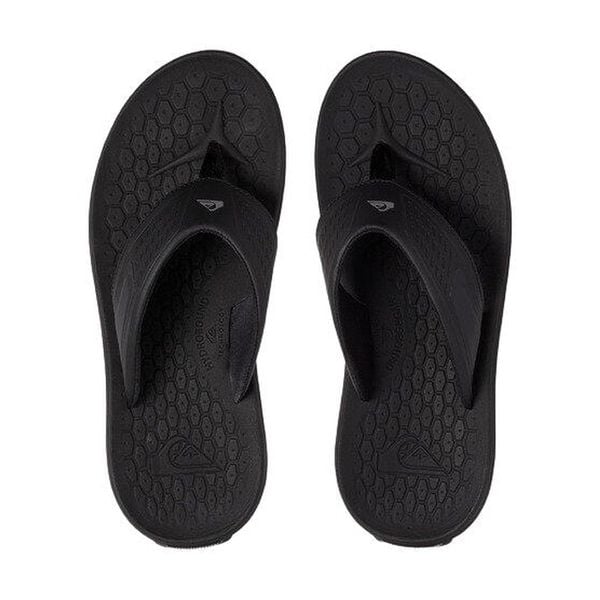 Japonki plażowe dla dorosłych Quiksilver Layover Travel. Czarne klapki damskie Quiksilver, bez wzorów, bez obcasa. W wyprzedaży za 82.00 zł.