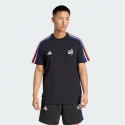 Koszulka France Essentials 3-Stripes. Czarne t-shirty sportowe męskie Adidas, s, z bawełny, bez ramiączek, do piłki nożnej. W wyprzedaży za 79.50 zł.