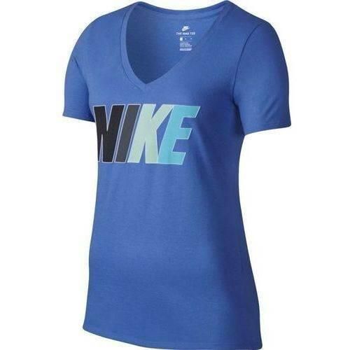 Koszulka sportowa damska Nike Teeflavor Burts. Niebieskie bluzki sportowe damskie Nike, bez wzorów, bez ramiączek. Za 118.00 zł.