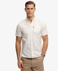 Superdry Koszula Oxford krótkie rękawy z bawełny organicznej – OPTIC. Białe koszule damskie Superdry., s, bez wzorów, z bawełny, bez kołnierzyka, bez ramiączek. Za 336.50 zł.