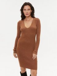 TWINSET Sukienka dzianinowa 232TT3272 Brązowy Slim Fit. Brązowe sukienki damskie Twinset, xl, bez wzorów, z dzianiny, bez kołnierzyka, bez ramiączek. Za 569.99 zł.