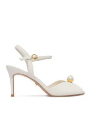 GINO ROSSI Sandały CEO-ROSE-LT2090-2-N Biały. Białe sandały damskie Gino Rossi, bez wzorów, ze skóry, bez obcasa, na szpilce. Za 429.99 zł.