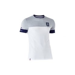 Koszulka do piłki nożnej FF100 Francja. Białe t-shirty damskie KIPSTA, s, bez wzorów, z bawełny, bez kołnierzyka. W wyprzedaży za 24.99 zł.