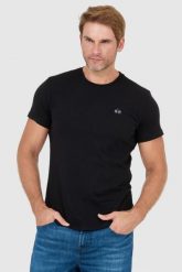 LA MARTINA Czarny t-shirt męski z wyszywanym logo. Czarne t-shirty męskie La Martina, l, bez wzorów, bez kołnierzyka. W wyprzedaży za 149.99 zł.