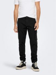 Only & Sons Spodnie materiałowe 22016687 Czarny Tapered Fit. Czarne spodnie materiałowe męskie Only & Sons, bez wzorów, z bawełny. Za 169.99 zł.